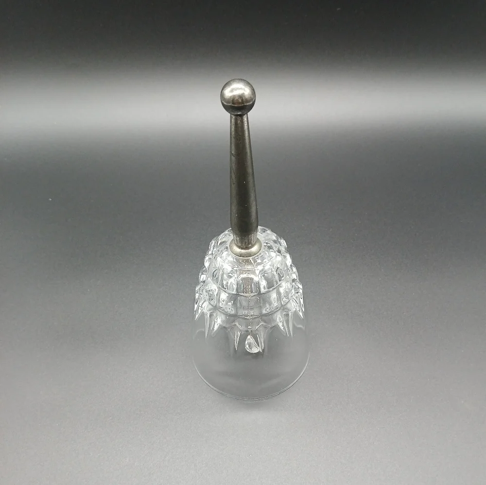 Princess House Lead Crystal Hand Bell Silverplate Handle Made in France​​​